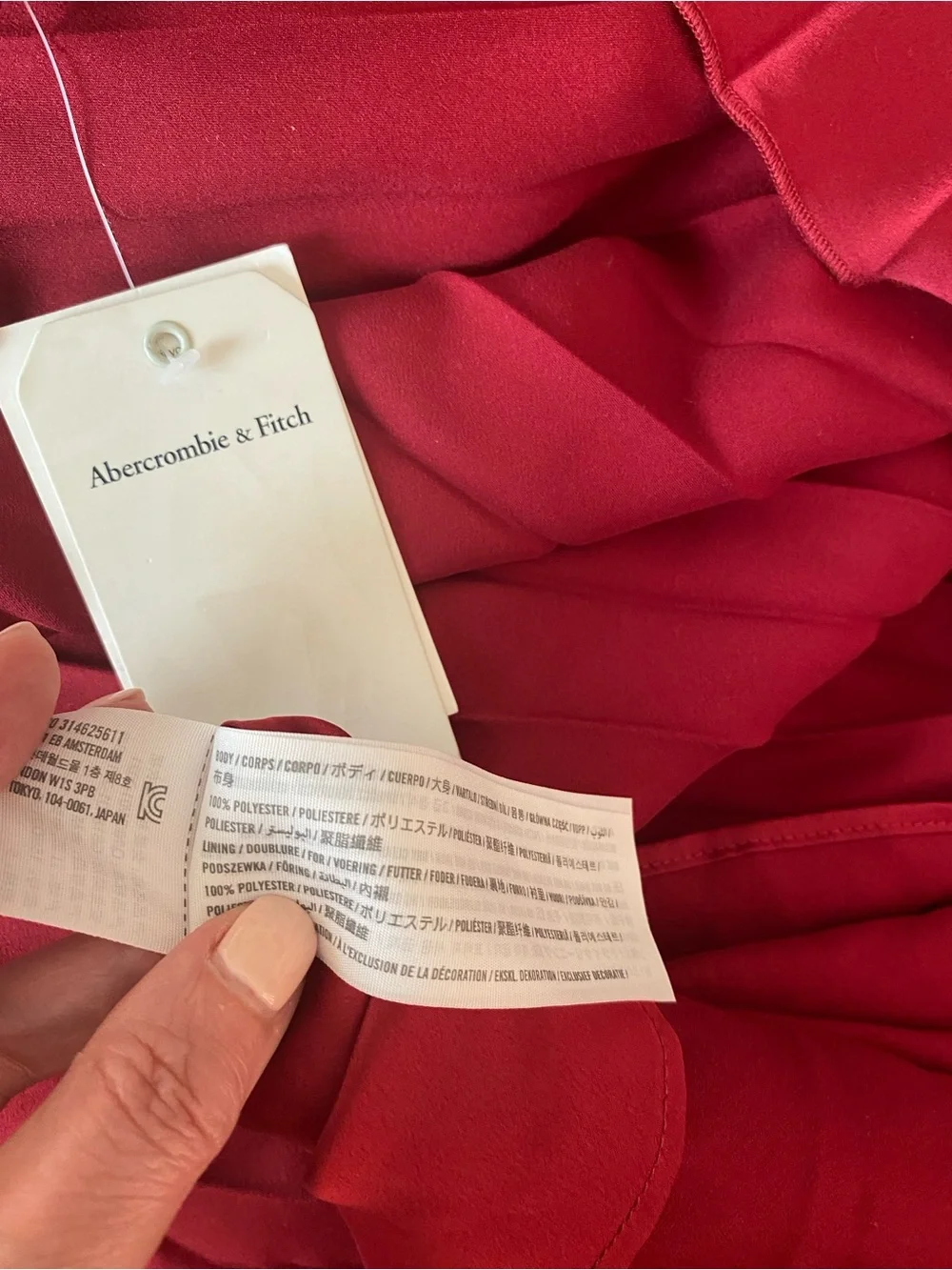 NWT Abercrombie & Fitch Giselle Pleated Cut Out Satin Maxi Dress Deep Red Size S